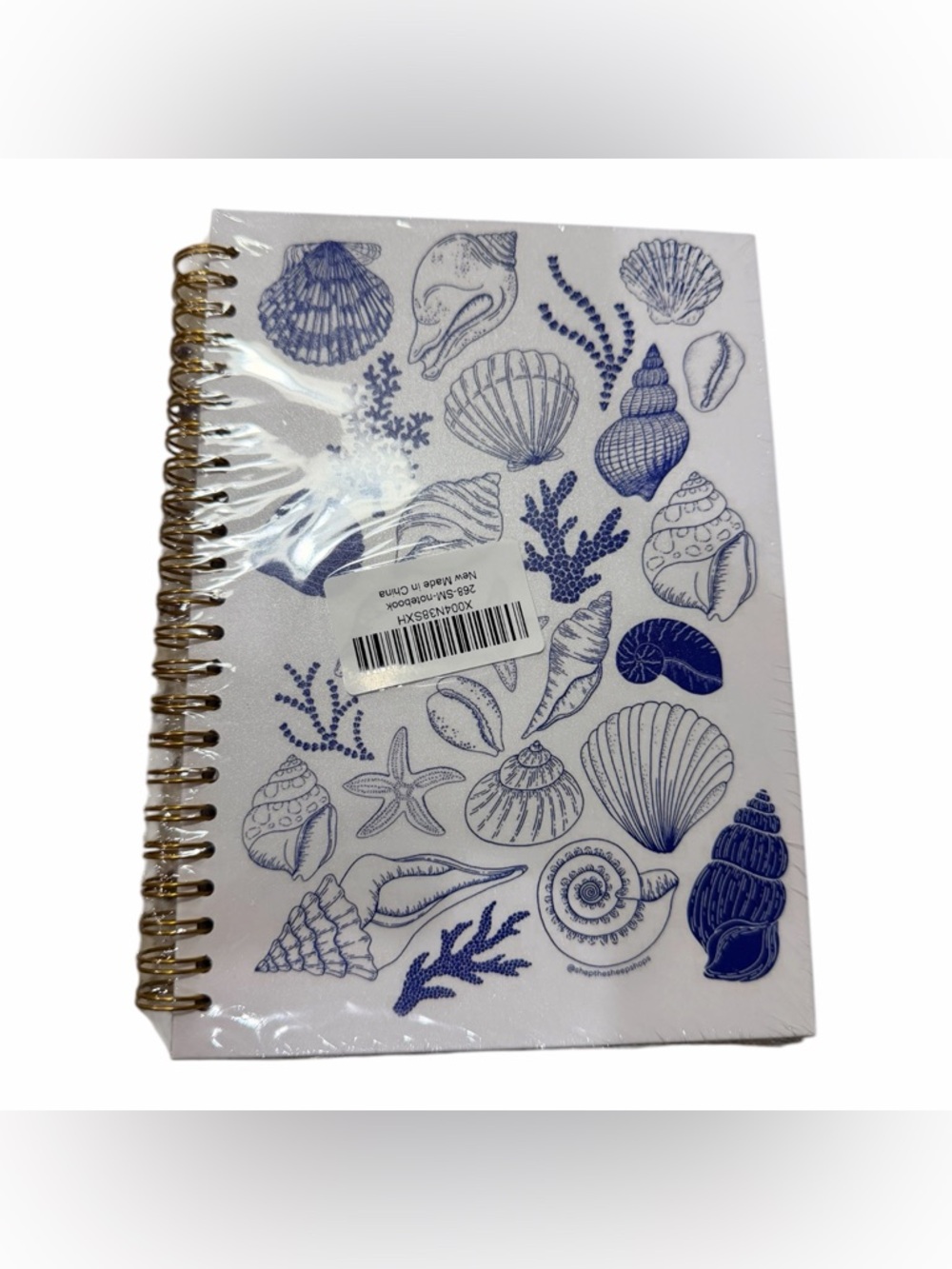 NWT Watercolor Seashell Lined Notebook, Ocean-Themed Journal